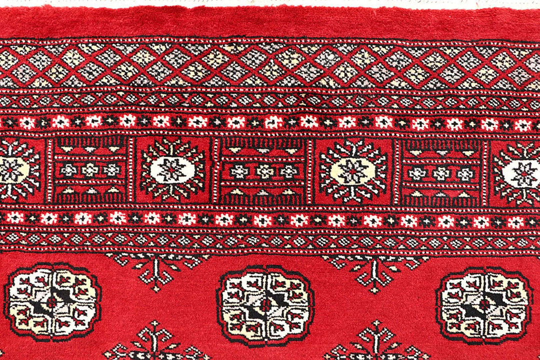 Firebrick Red Pakistani Bokhara Rug 5' 1" x 8' Hand-Knotted | No. QA34896