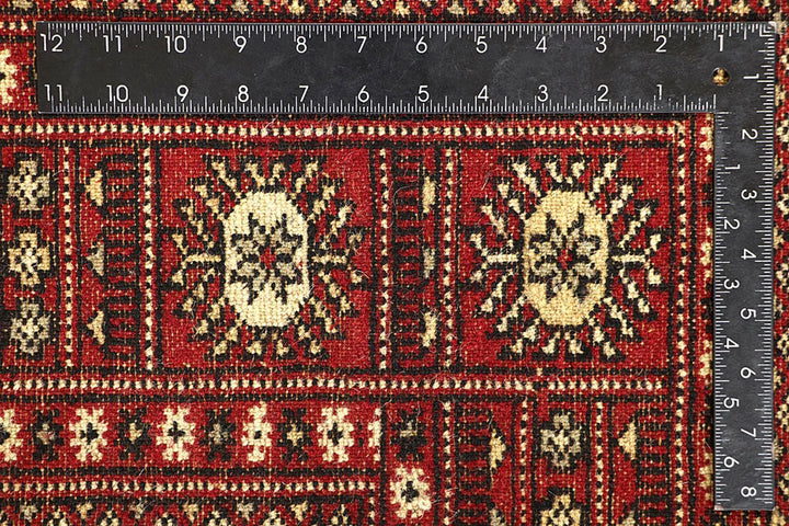 Firebrick Red Pakistani Bokhara Rug 5' 1" x 8' Hand-Knotted | No. QA34896