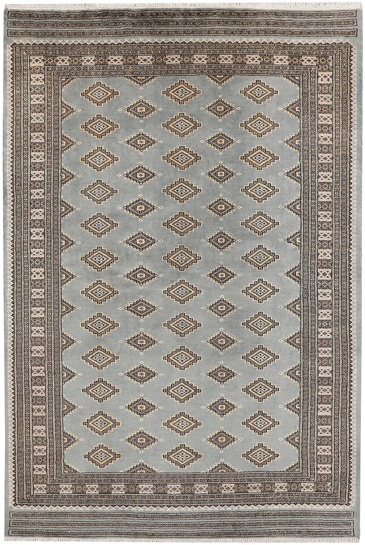 Dark Grey Pakistani Jaldar Rug 5' 5" x 8' 1" Hand-Knotted | No. QA34930
