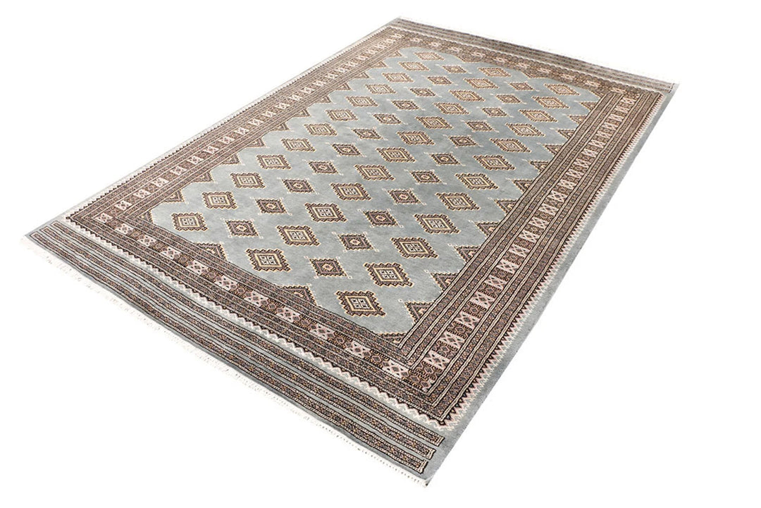 Dark Grey Pakistani Jaldar Rug 5' 5" x 8' 1" Hand-Knotted | No. QA34930
