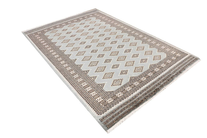 Dark Grey Pakistani Jaldar Rug 5' 5" x 8' 1" Hand-Knotted | No. QA34930