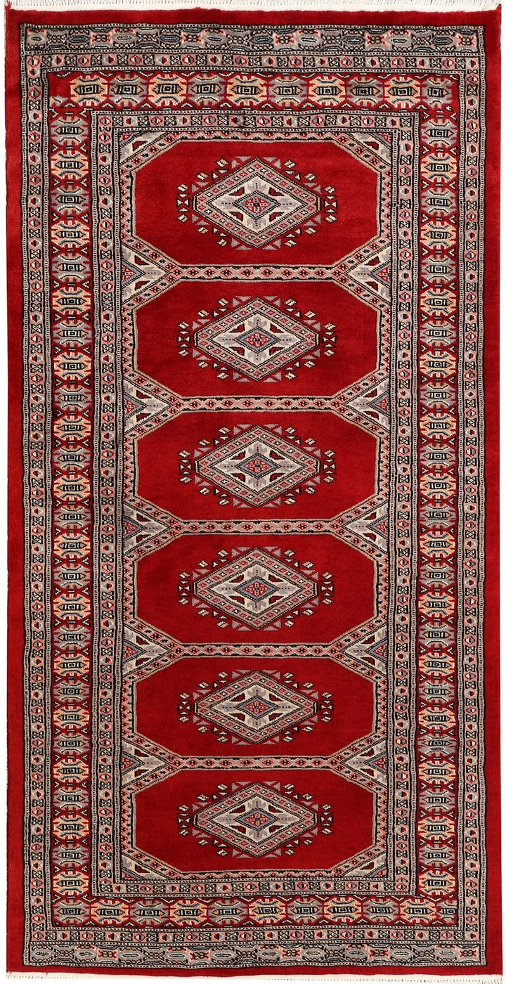 Dark Red Pakistani Jaldar Rug 3' 2" x 6' 1" Hand-Knotted | No. QA35004