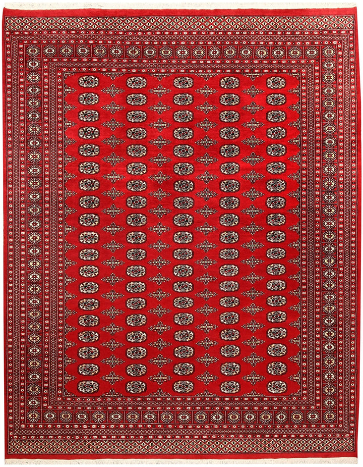Red Bokhara Rug 7' 11" x 10' " Hand-Knotted | No. QA35068