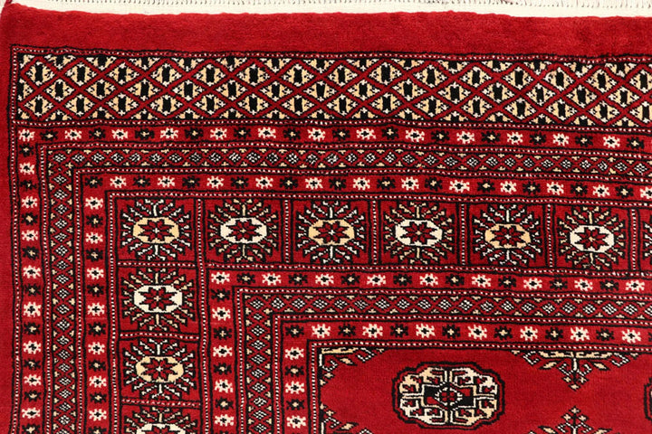 Red Bokhara Rug 7' 11" x 10' " Hand-Knotted | No. QA35068