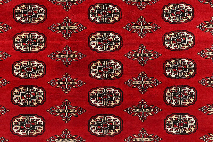 Red Bokhara Rug 7' 11" x 10' " Hand-Knotted | No. QA35068