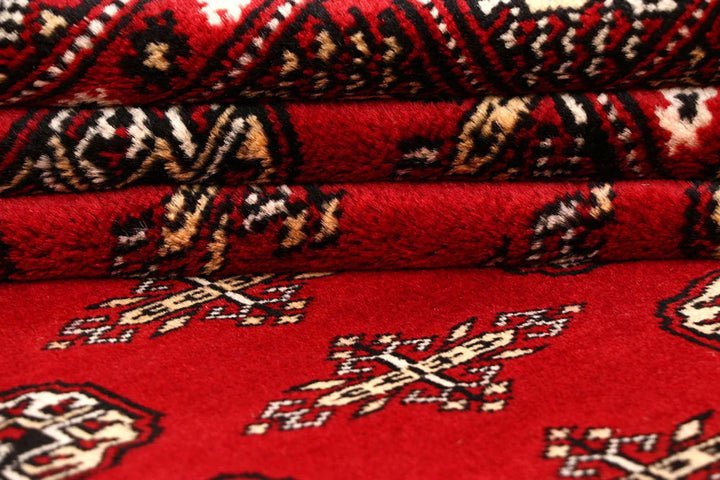 Red Bokhara Rug 7' 11" x 10' " Hand-Knotted | No. QA35068