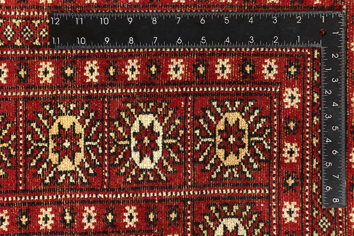 Red Bokhara Rug 7' 11" x 10' " Hand-Knotted | No. QA35068