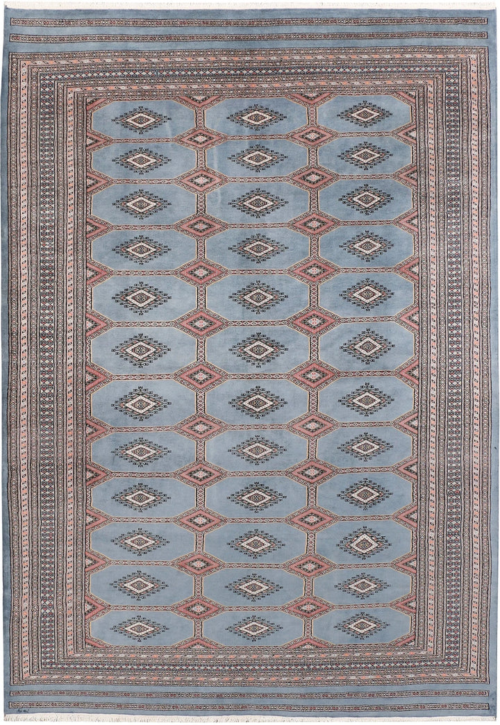 Light Slate Grey Pakistani Jaldar Rug 6' 9" x 9' 9" Hand-Knotted | No. QA35136