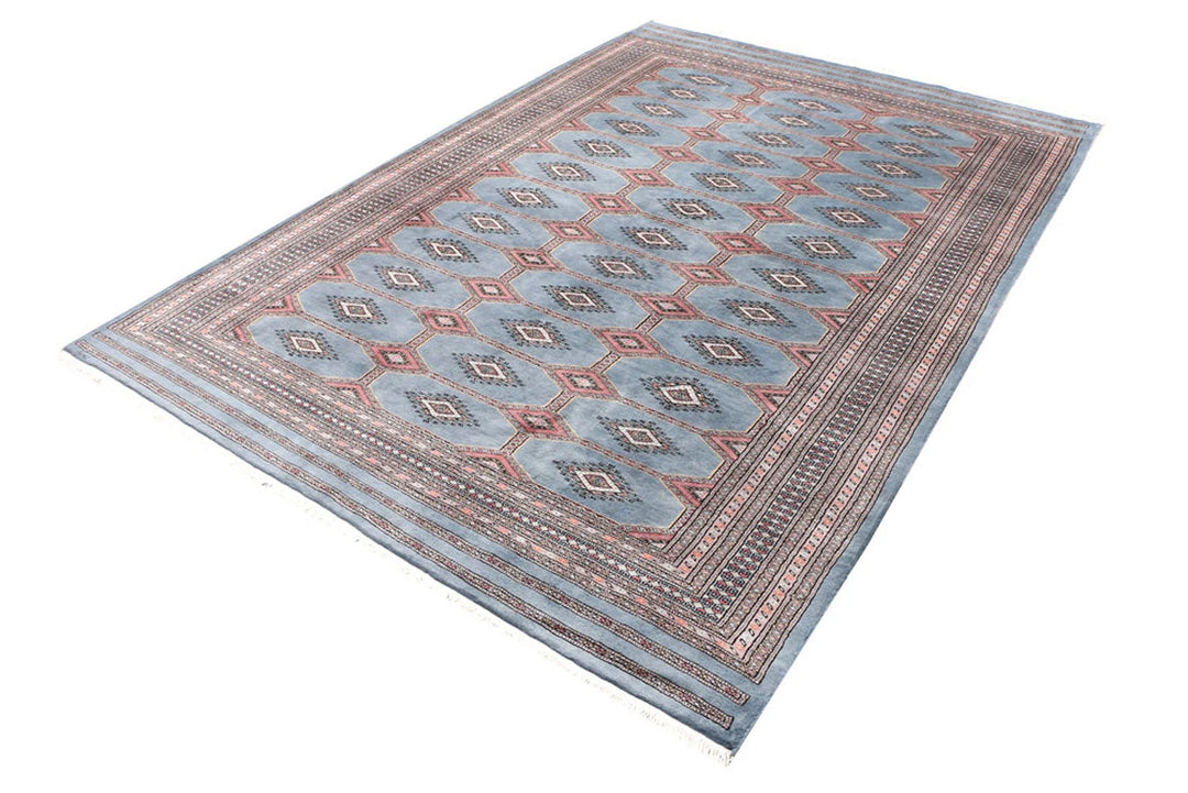 Light Slate Grey Pakistani Jaldar Rug 6' 9" x 9' 9" Hand-Knotted | No. QA35136