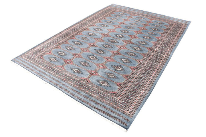 Light Slate Grey Pakistani Jaldar Rug 6' 9" x 9' 9" Hand-Knotted | No. QA35136