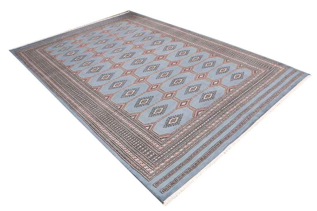 Light Slate Grey Pakistani Jaldar Rug 6' 9" x 9' 9" Hand-Knotted | No. QA35136
