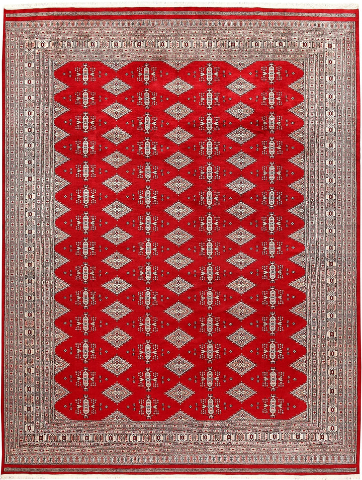 Red Pakistani Jaldar Rug 9' 1" x 11' 9" Hand-Knotted | No. QA35163
