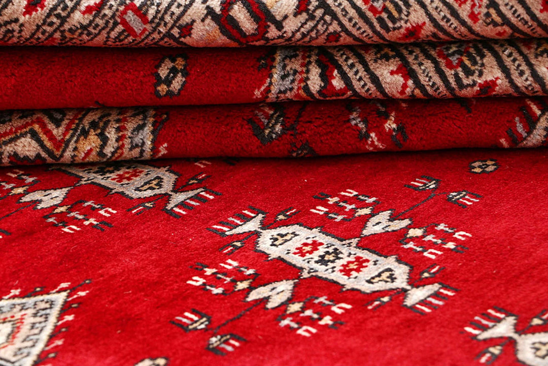 Red Pakistani Jaldar Rug 9' 1" x 11' 9" Hand-Knotted | No. QA35163