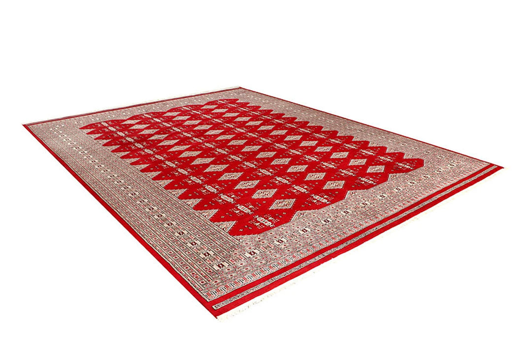 Red Pakistani Jaldar Rug 9' 1" x 11' 9" Hand-Knotted | No. QA35163