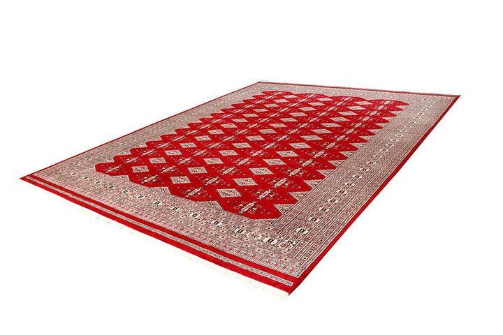 Red Pakistani Jaldar Rug 9' 1" x 11' 9" Hand-Knotted | No. QA35163