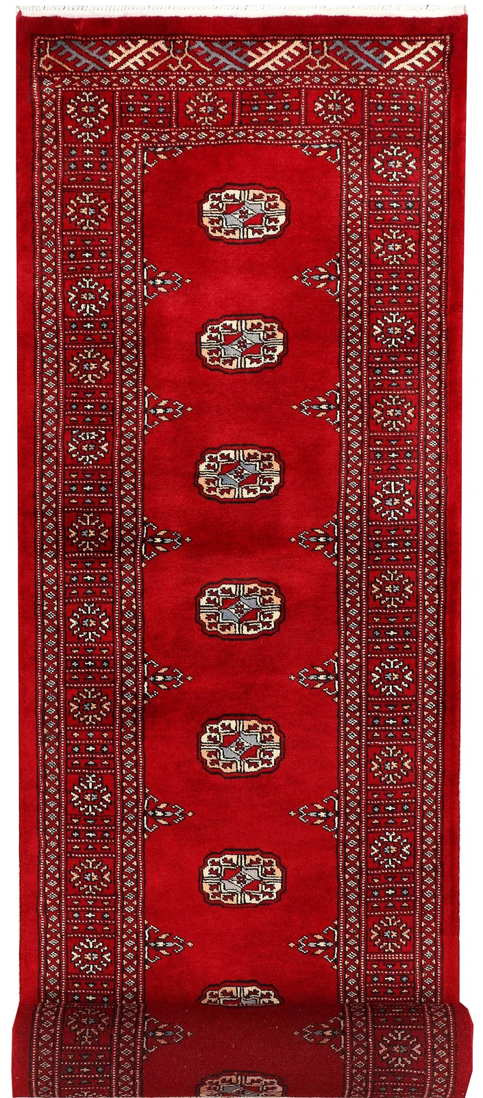 Dark Red Pakistani Bokhara Rug 2' 7" x 11' 11" Hand-Knotted | No. QA35322