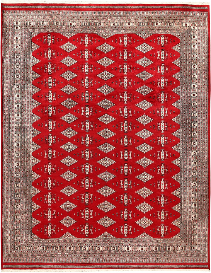 Red Pakistani Jaldar Rug 9' 2" x 11' 10" Hand-Knotted | No. QA35547