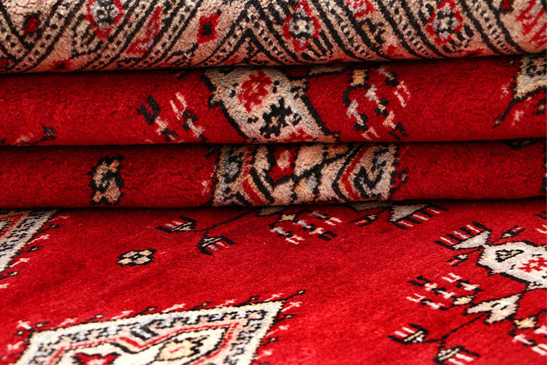 Red Pakistani Jaldar Rug 9' 2" x 11' 10" Hand-Knotted | No. QA35547
