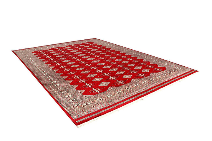 Red Pakistani Jaldar Rug 9' 2" x 11' 10" Hand-Knotted | No. QA35547