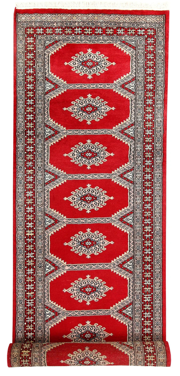 Firebrick Pakistani Jaldar Rug 2' 7" x 10' 3" Hand-Knotted | No. QA35586