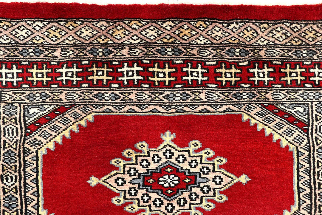 Firebrick Pakistani Jaldar Rug 2' 7" x 10' 3" Hand-Knotted | No. QA35586