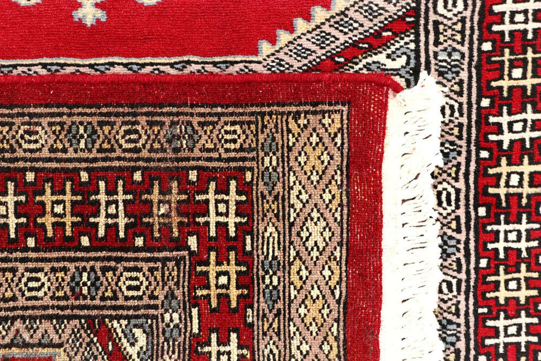 Firebrick Pakistani Jaldar Rug 2' 7" x 10' 3" Hand-Knotted | No. QA35586