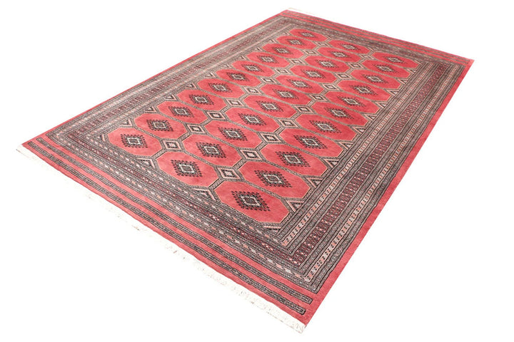 Salmon Pakistani Jaldar Rug 6' 7" x 10' Hand-Knotted | No. QA35635