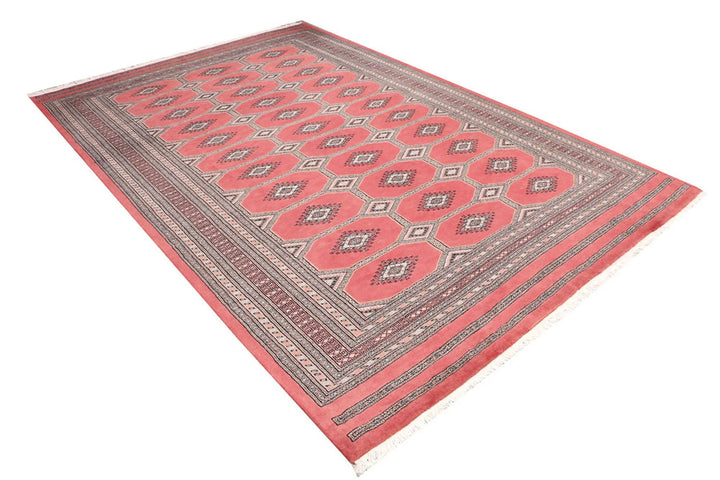 Salmon Pakistani Jaldar Rug 6' 7" x 10' Hand-Knotted | No. QA35635