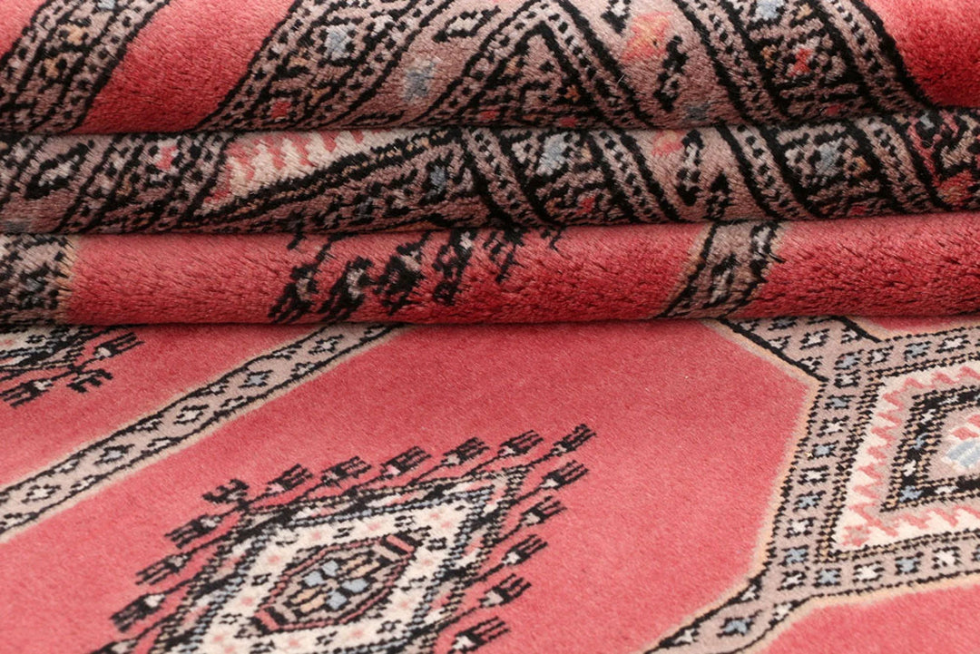 Salmon Pakistani Jaldar Rug 6' 7" x 10' Hand-Knotted | No. QA35635