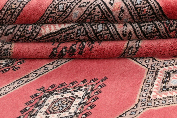 Salmon Pakistani Jaldar Rug 6' 7" x 10' Hand-Knotted | No. QA35635