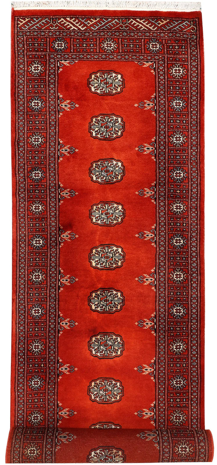 Red Bokhara Rug 2' 7" x 10' 3" Hand-Knotted | No. QA35650
