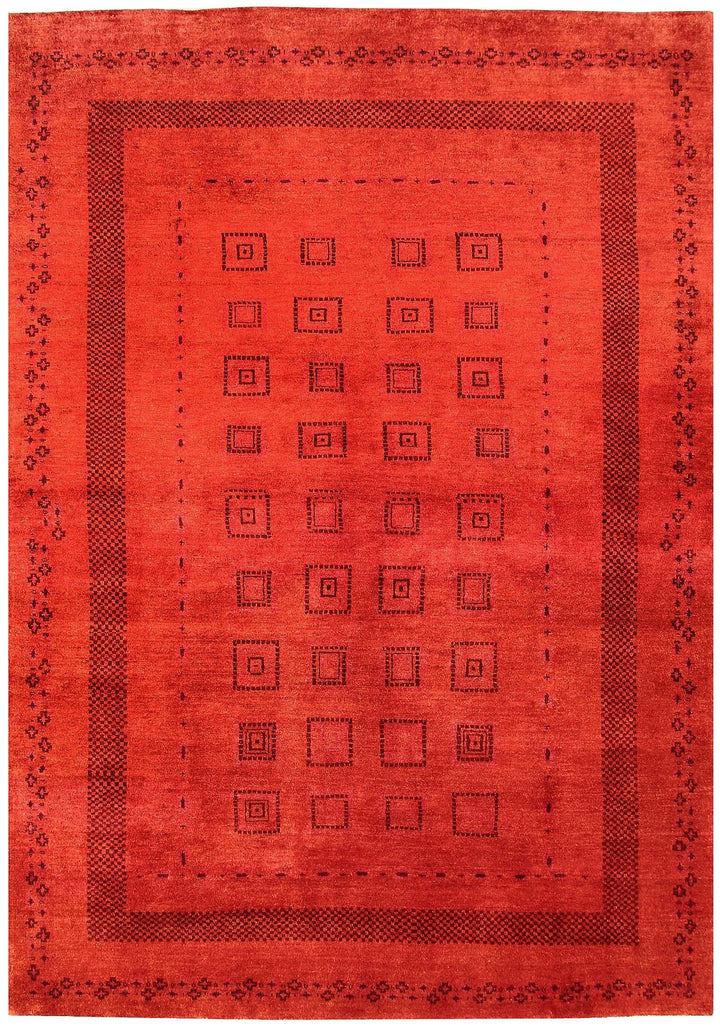 Orange Red Pakistani Gabbeh Rug 6' 7" x 9' 4" Hand-Knotted | No. QA35652