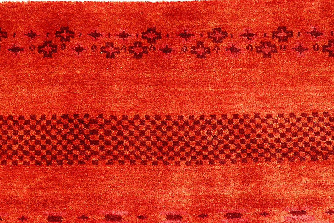 Orange Red Pakistani Gabbeh Rug 6' 7" x 9' 4" Hand-Knotted | No. QA35652