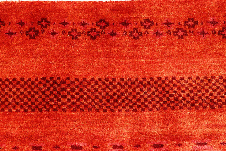 Orange Red Pakistani Gabbeh Rug 6' 7" x 9' 4" Hand-Knotted | No. QA35652