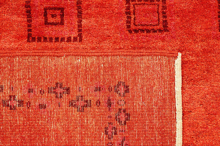 Orange Red Pakistani Gabbeh Rug 6' 7" x 9' 4" Hand-Knotted | No. QA35652