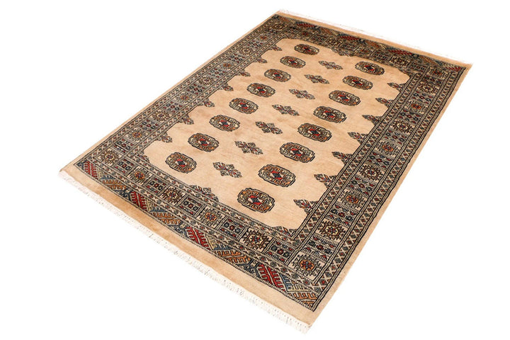 Brown Bokhara Rug 4' 2" x 5' 7" Hand-Knotted | No. QA35855