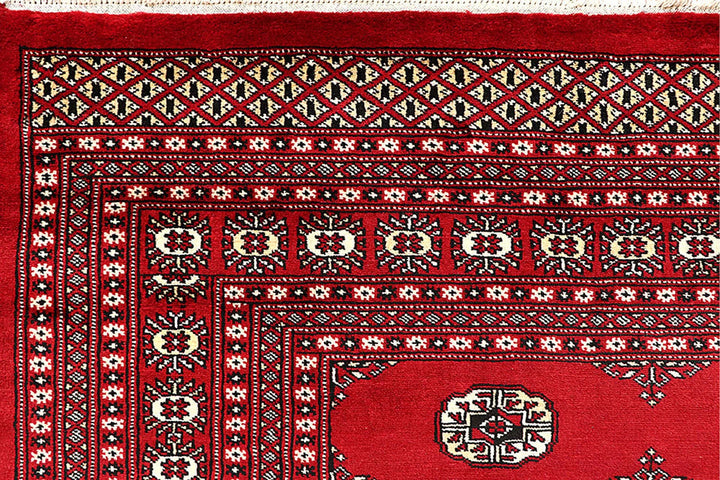 Red Pakistani Bokhara Rug 9' 1" x 11' 9" Hand-Knotted | No. QA35870