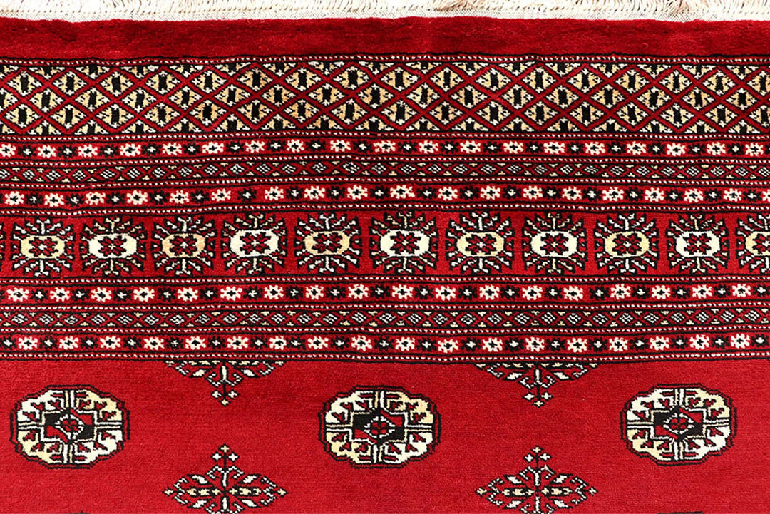 Red Pakistani Bokhara Rug 9' 1" x 11' 9" Hand-Knotted | No. QA35870