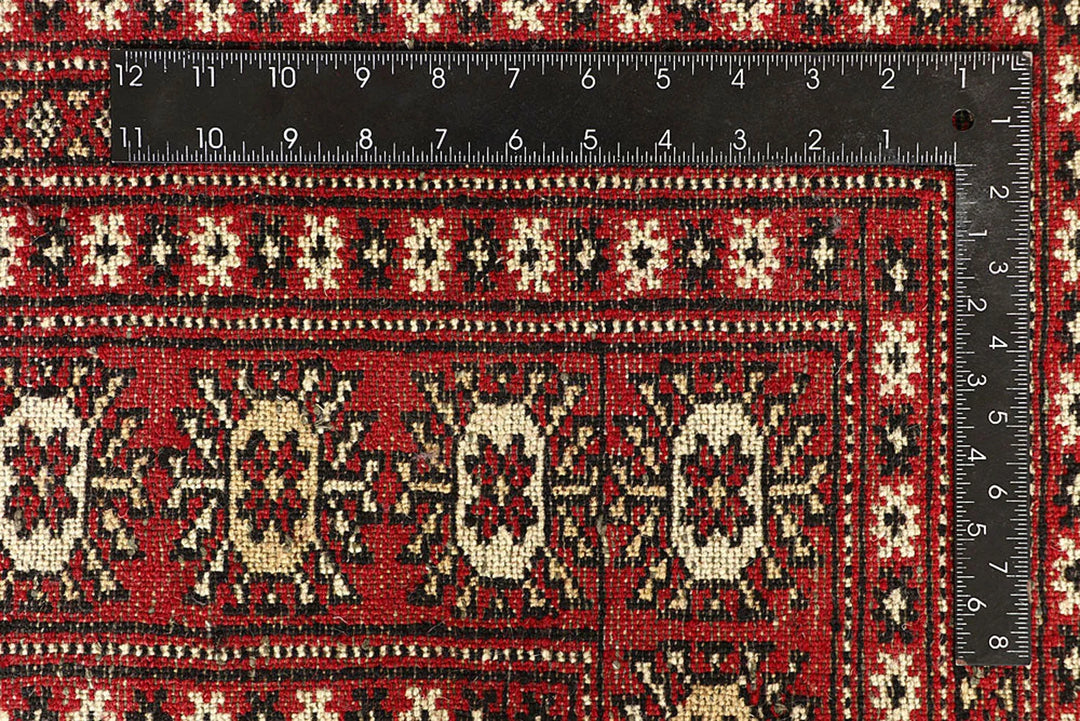 Red Pakistani Bokhara Rug 9' 1" x 11' 9" Hand-Knotted | No. QA35870