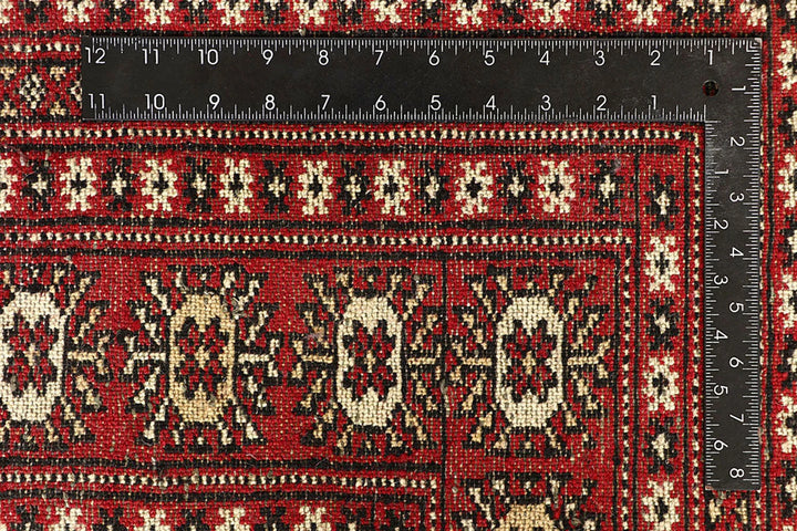 Red Pakistani Bokhara Rug 9' 1" x 11' 9" Hand-Knotted | No. QA35870