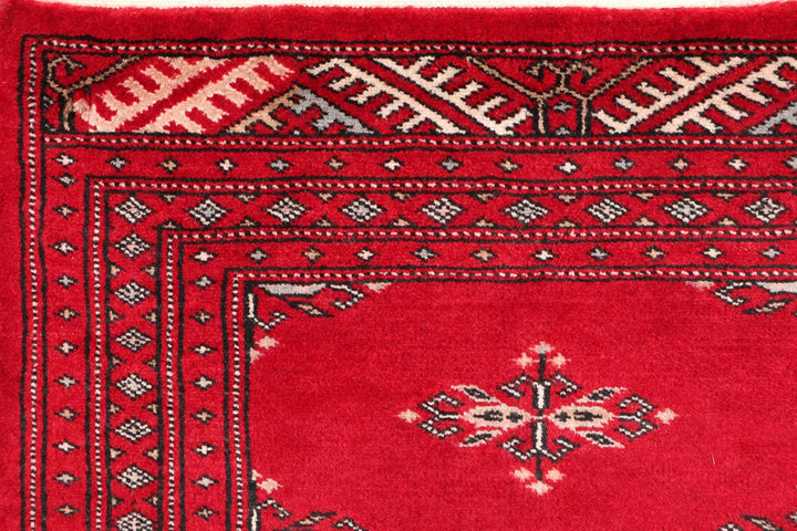 Dark Red Pakistani Butterfly Rug 2' 1" x 6' 1" Hand-Knotted | No. QA35889
