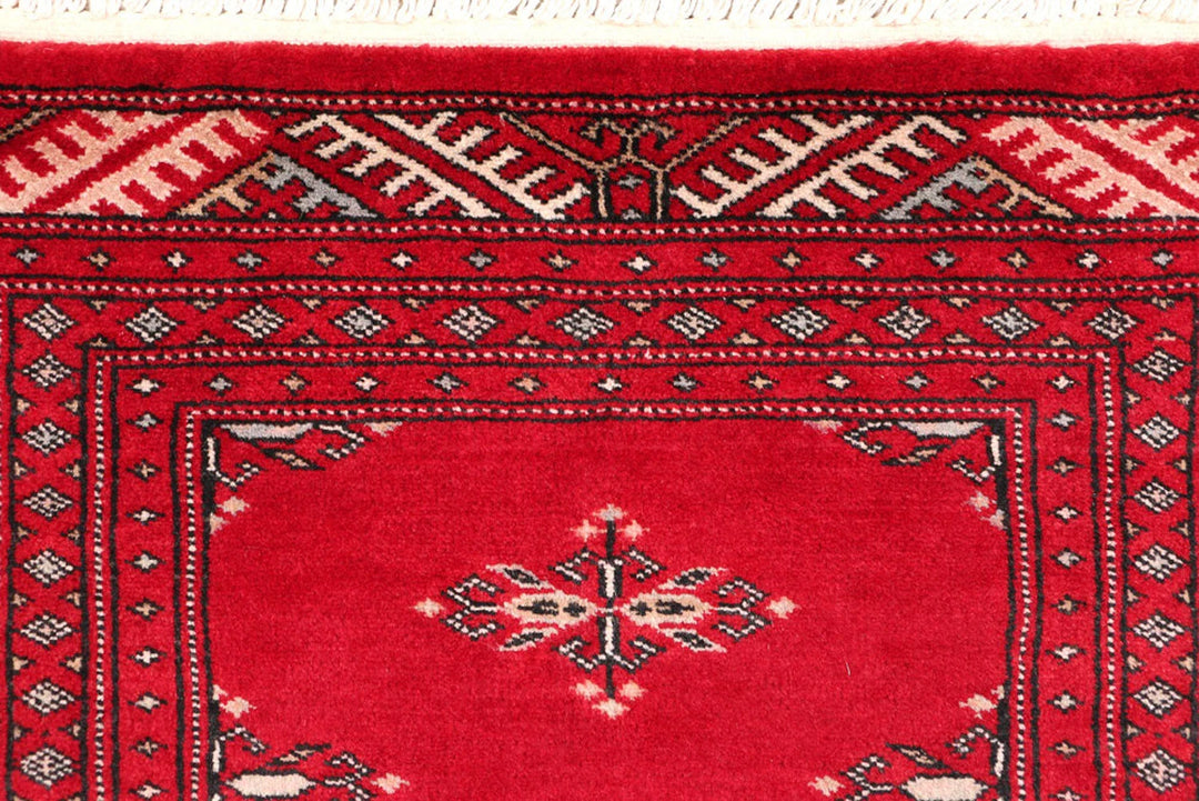 Dark Red Pakistani Butterfly Rug 2' 1" x 6' 1" Hand-Knotted | No. QA35889