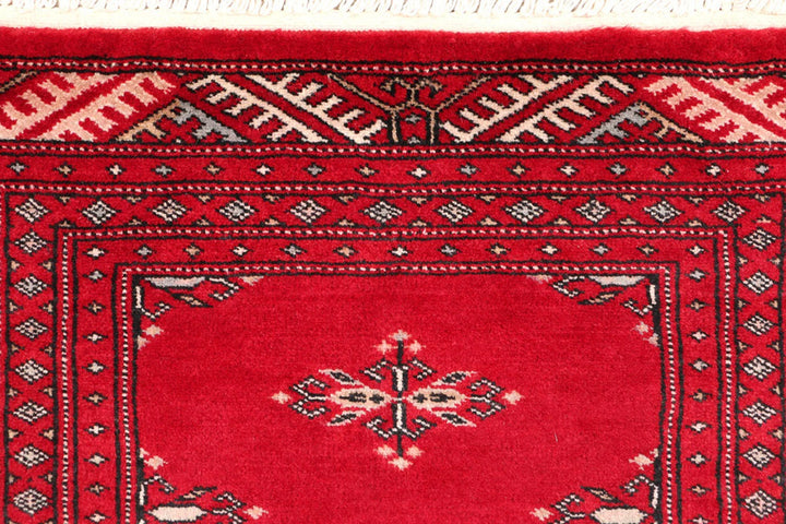 Dark Red Pakistani Butterfly Rug 2' 1" x 6' 1" Hand-Knotted | No. QA35889