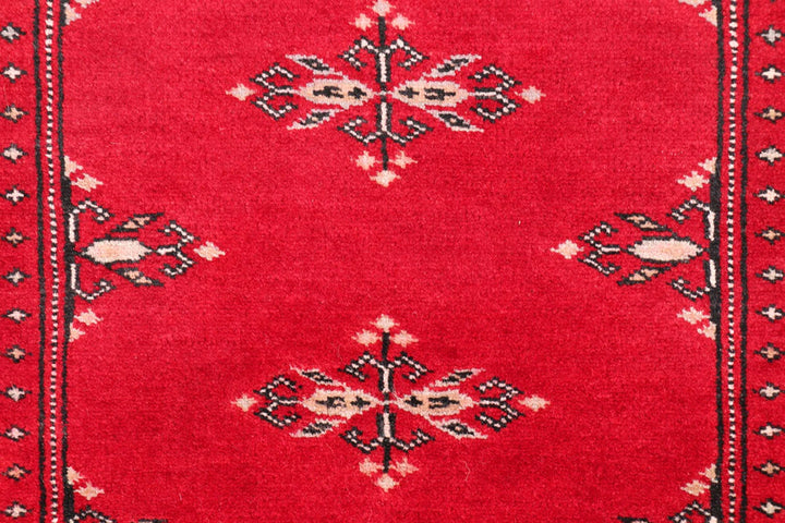 Dark Red Pakistani Butterfly Rug 2' 1" x 6' 1" Hand-Knotted | No. QA35889