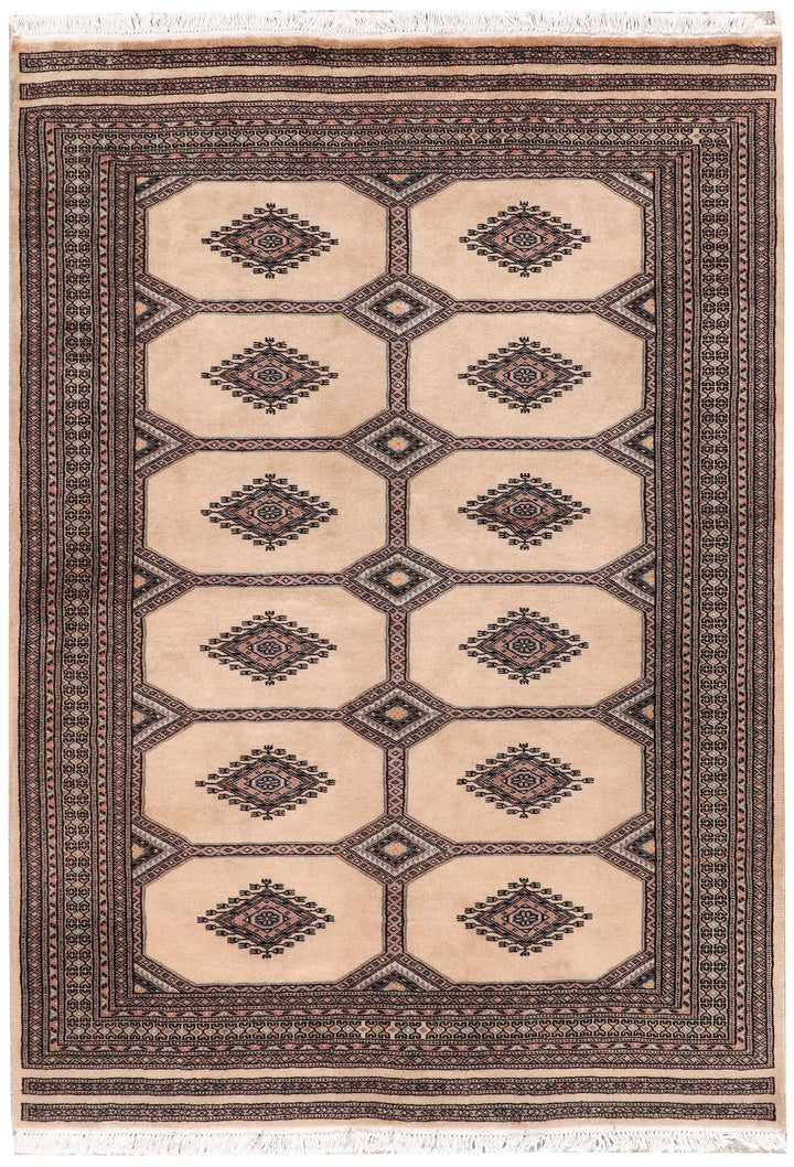 Brown Jaldar Rug 4' 8" x 6' 6" Hand-Knotted | No. QA35913