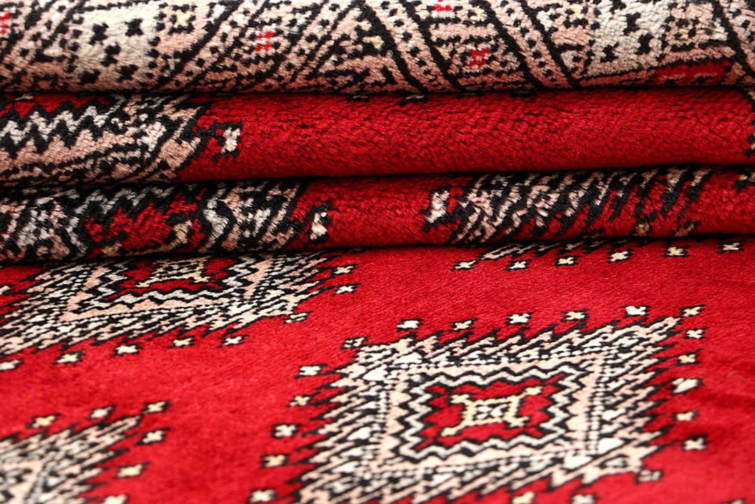 Red Pakistani Jaldar Rug 5' 10" x 8' 11" Hand-Knotted | No. QA36014