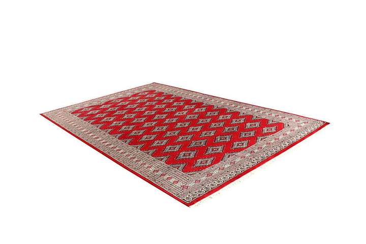 Red Pakistani Jaldar Rug 5' 10" x 8' 11" Hand-Knotted | No. QA36014
