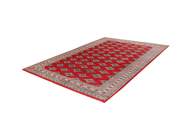 Red Pakistani Jaldar Rug 5' 10" x 8' 11" Hand-Knotted | No. QA36014