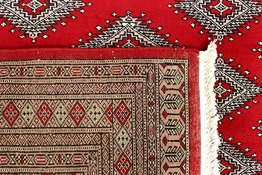 Red Pakistani Jaldar Rug 5' 10" x 8' 11" Hand-Knotted | No. QA36014