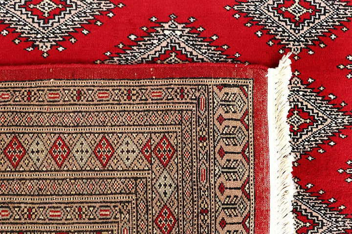 Red Pakistani Jaldar Rug 5' 10" x 8' 11" Hand-Knotted | No. QA36014